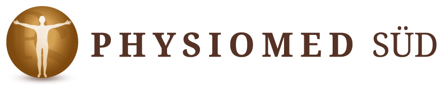 Das vollständige, transparente Logo-Banner der Praxis für Physiotherapie PHYSIOMED SÜD Berlin, Header-Element für die Karriereseite und Stellenanzeigen.